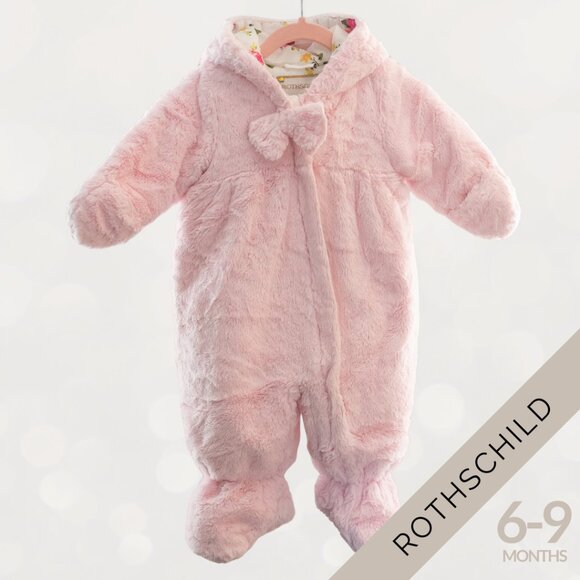 Rothschild Size 6โ9M Pink Faux Fur Baby Bunting Suit - Picture 2 of 6